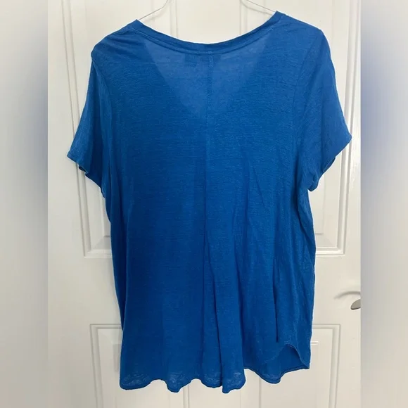 Tahari 100% Linen Blue V-Neck Women's Top T Shirt Size 1X - Picture 4 of 4
